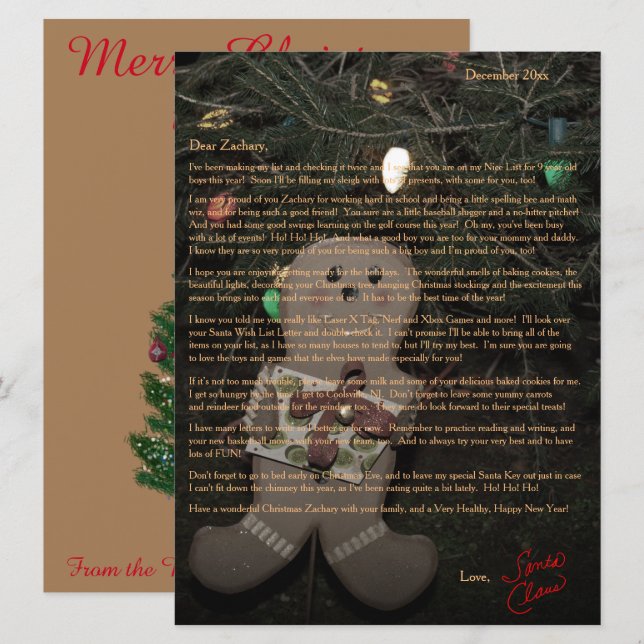 Letters from Santa Gingerbread Man Christmas Tree Holiday Card (Front/Back)