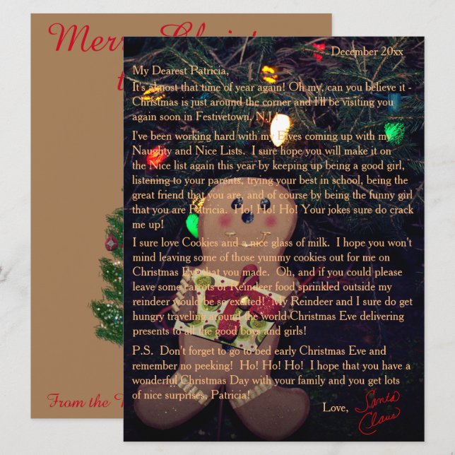 Letters from Santa Gingerbread Man Holiday Card (Front/Back)