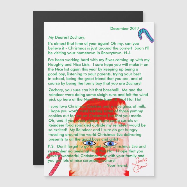 Letters from Santa Magnetic Personalised Letter (Front/Back)