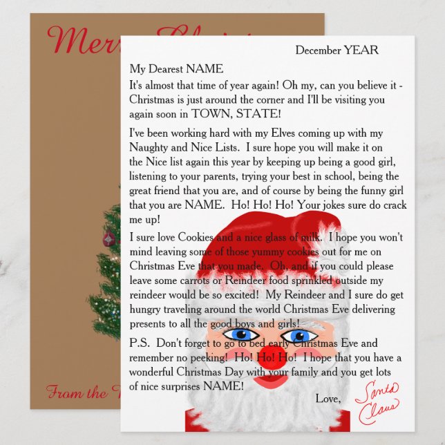 Letters from Santa Personalised Letter Holiday Card (Front/Back)