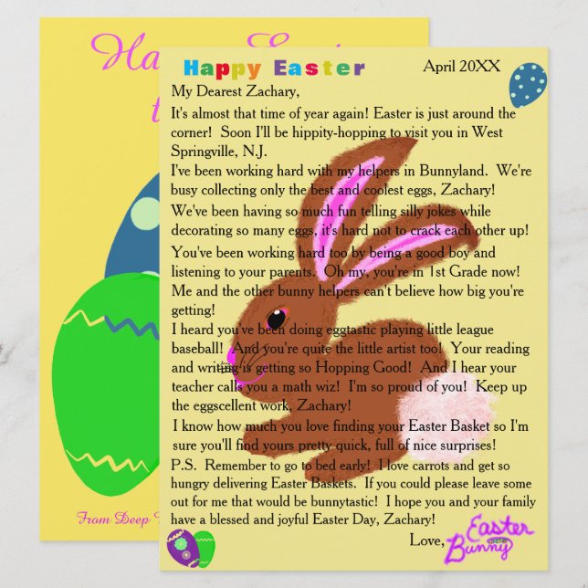 Letters from the Easter Bunny Personalisation Holiday Card (Front/Back)