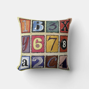 LETTERS & NUMBERS Retro Water Colour Pillow