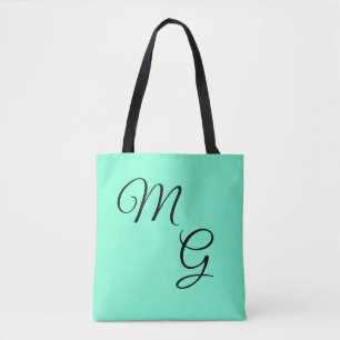 Letters of Grace:  Black on Mint Green Tote Bag