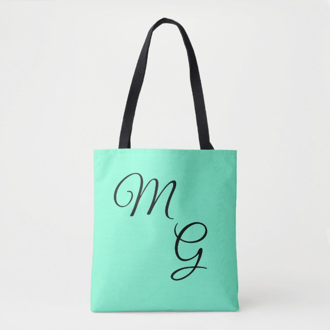 Letters of Grace:  Black on Mint Green Tote Bag (Front)
