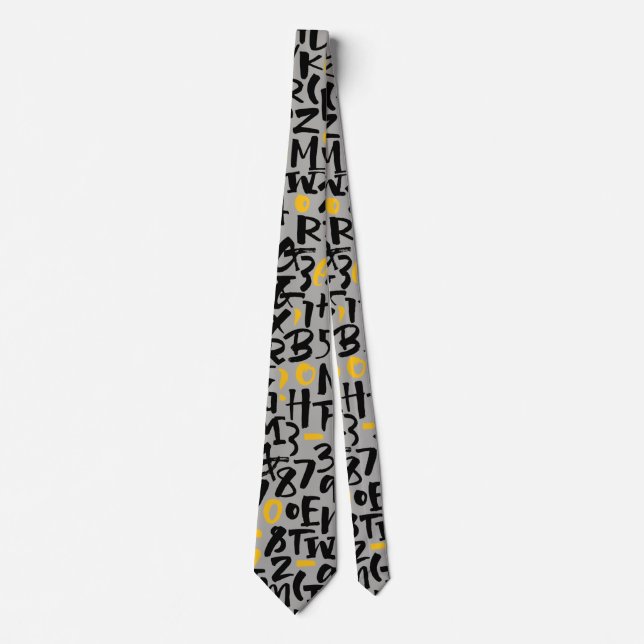 Letters Pattern -Grey- Tie (Front)