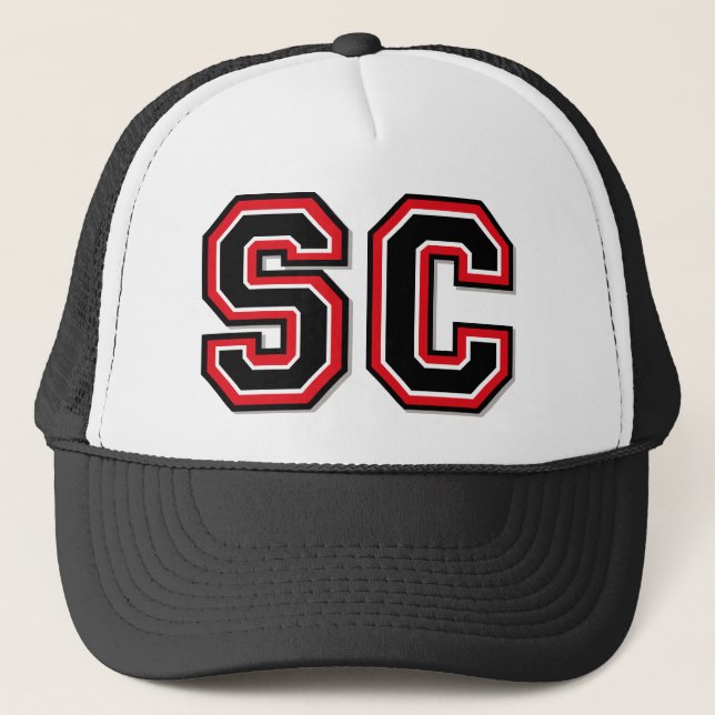 Letters "SC" Monogram Trucker Hat (Front)