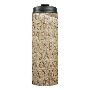 Letters stone texture background thermal tumbler