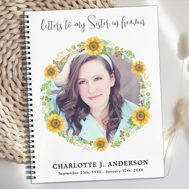 Letters To Heaven Custom Photo Sister Floral Grief Notebook (Creator Uploaded)