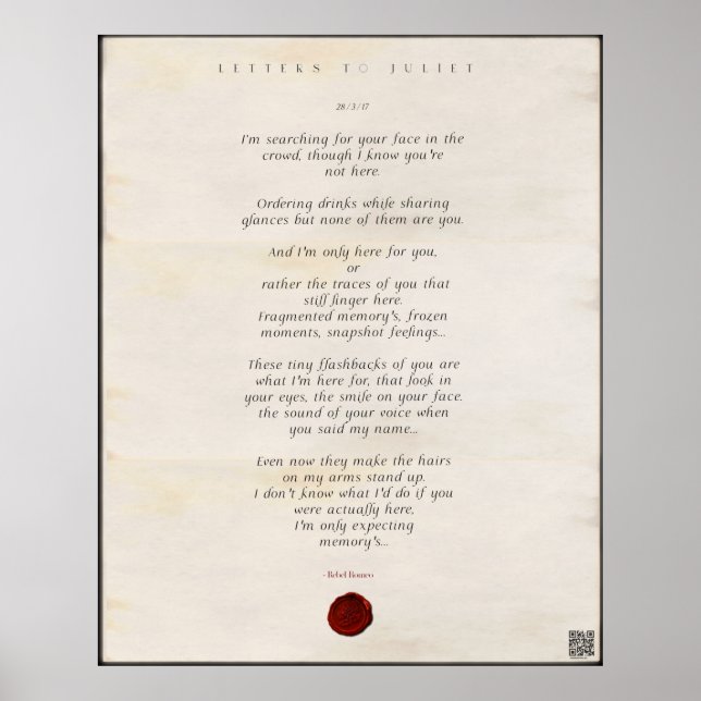 Letters to Juliet Print 🌹🗡 28/49 (Front)