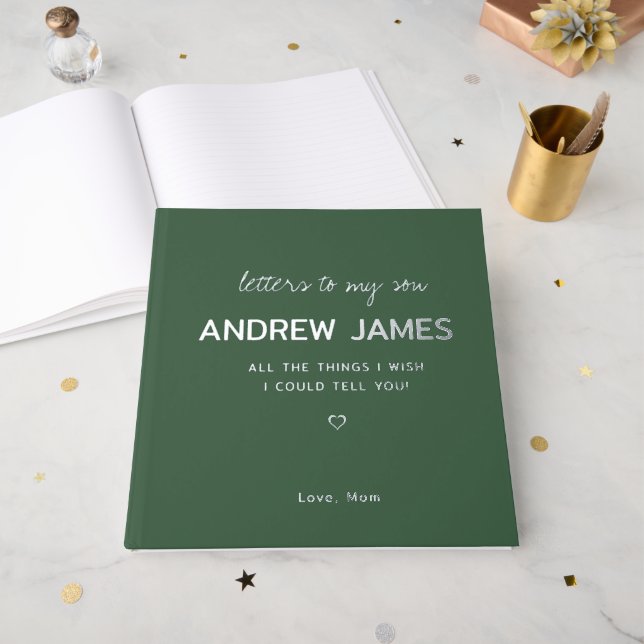 Letters To My Custom Grief Loss Sympathy Journal Guest Book (Front Open)