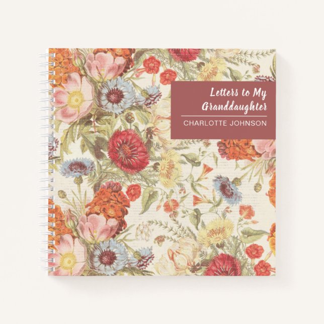 Letters to My Granddaughter Flowers Keepsake Notebook (Front)