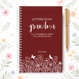 Letters to My Grandma Grief Journal in Wine Red