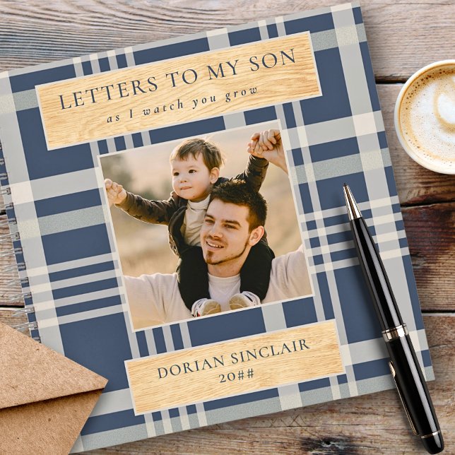 Letters to my Son Buffalo Plaid Faux Wood Photo Notebook (Creator Uploaded)