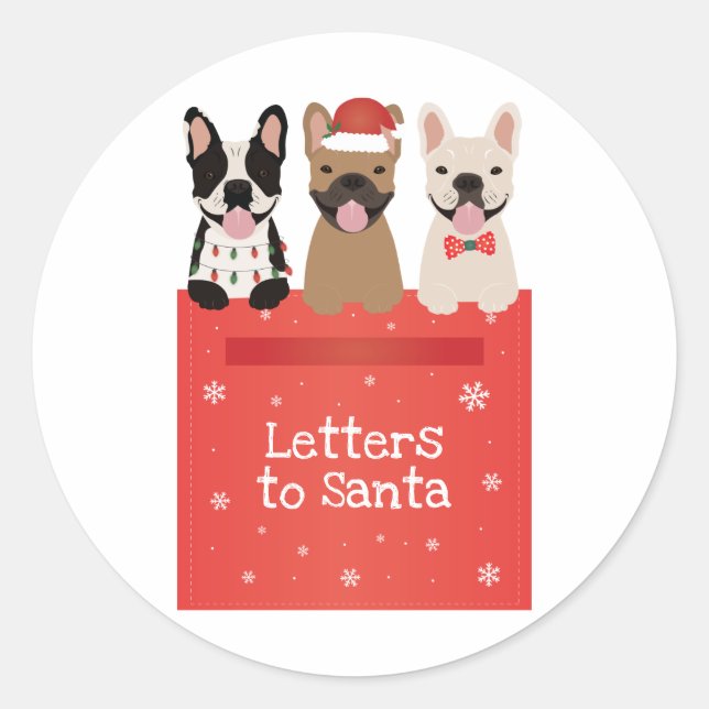 Letters To Santa French Bulldogs Classic Round Sticker (Front)