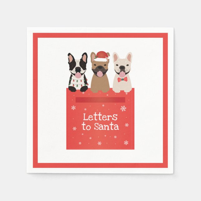Letters To Santa French Bulldogs Napkin (Front)