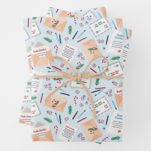 Letters to Santa Vintage Christmas Mail Pattern Wrapping Paper Sheet