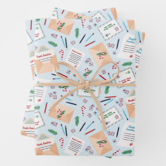 Letters to Santa Vintage Christmas Mail Pattern Wrapping Paper Sheet