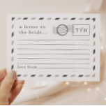 Letters to the Bride Advice Card<br><div class="desc">A beautiful set of keepsakes for your bridal shower, this simple and minimalist airmail inspired design lets guests write heartfelt messages to you ahead of your wedding day! With fully customisable text in this design, you can personalise every detail of the postcard to suit you including having the couples' initials...</div>