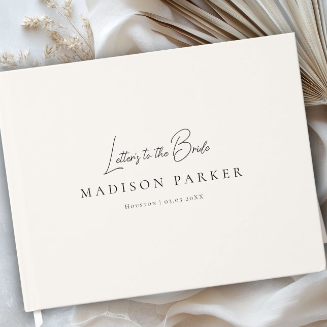Letters to the Bride Beige Bridal Shower Guest Book (Letters to the Bride Beige Bridal Shower Custom Guest Book)