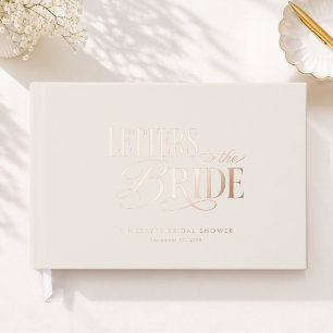 Letters to the Bride! Beige Bridal Shower Guest Book