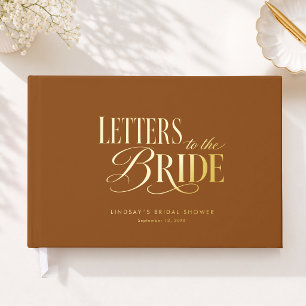 Letters to the Bride! Brown Bridal Shower Guest Book