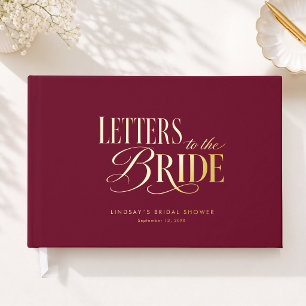 Letters to the Bride! Burgund Bridal Shower Guest Book
