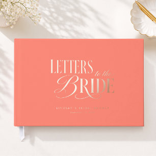 Letters to the Bride! Coral Bridal Shower Guest Book
