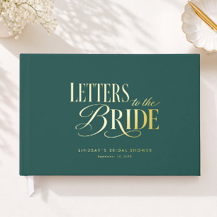 Letters to the Bride! Green Bridal Shower Guest Book