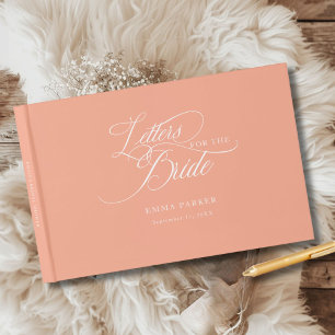 Letters to the Bride, Modern, Elegant, Coral Guest Book