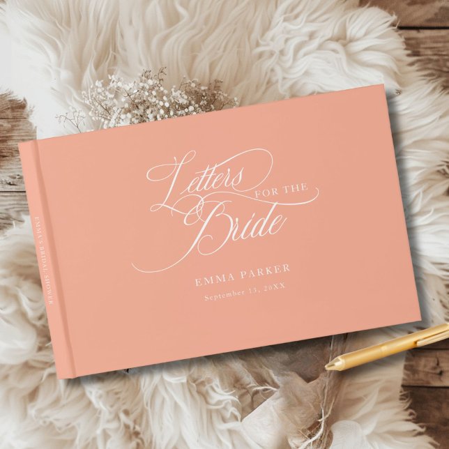 Letters to the Bride, Modern, Elegant, Coral Guest Book (Letters to the Bride, Modern, Elegant, Coral Guest Book, personalized with your name and date.)
