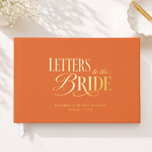 Letters to the Bride! Orange Bridal Shower Guest Book