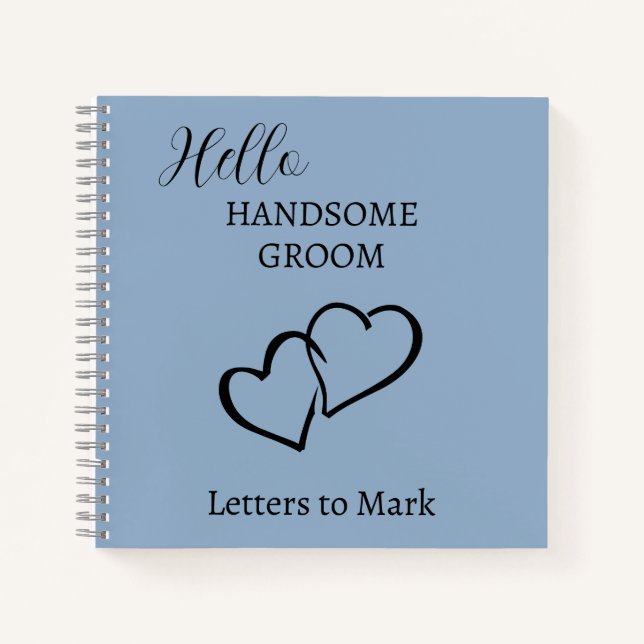 Letters to the Groom Blue Personalised Notebook (Front)