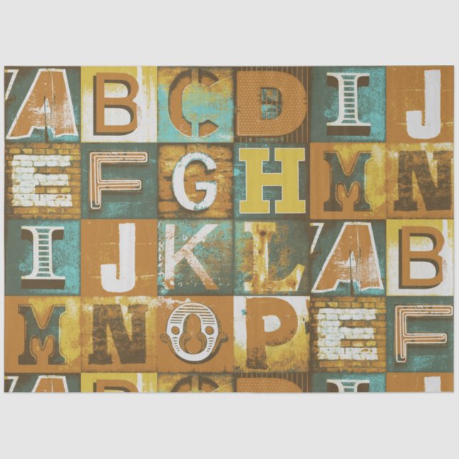 Letters Typography Retro Decoupage Tissue Paper (Front)