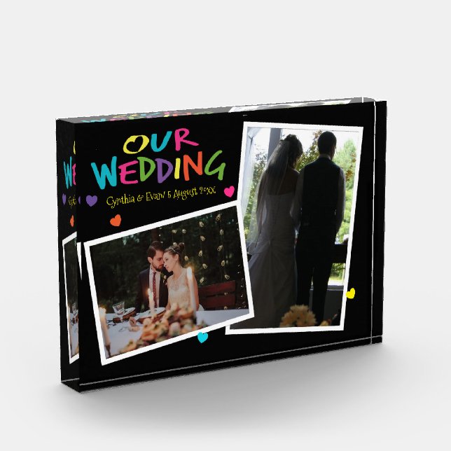 Letters With Heart Wedding Keepsake 2 Photo Block (Left)