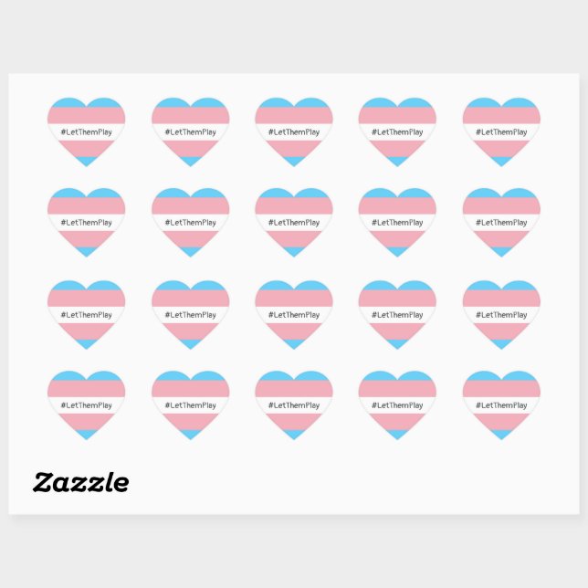 #LetThemPlay Transgender Athletes Trans Flag Heart Sticker (Sheet)