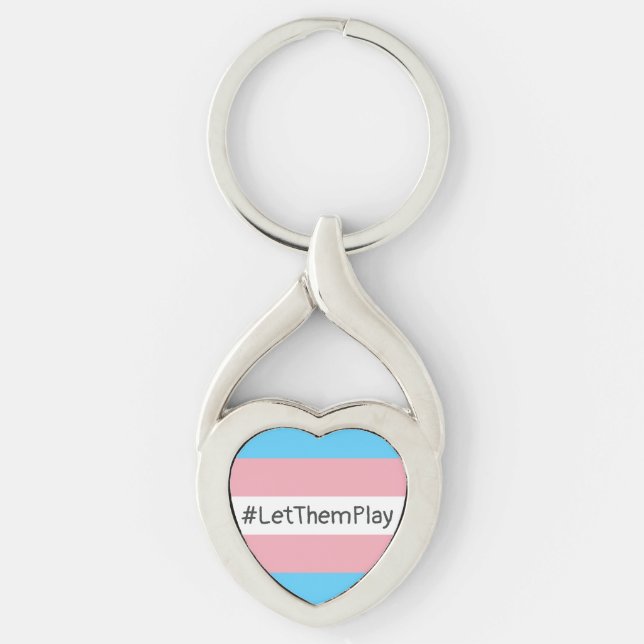 #LetThemPlay Transgender Athletes Trans Flag Key Ring (Front)