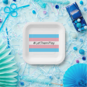 #LetThemPlay Transgender Athletes Trans Flag Paper Plate
