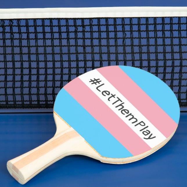 #LetThemPlay Transgender Athletes Trans Flag Ping Pong Paddle (Insitu)
