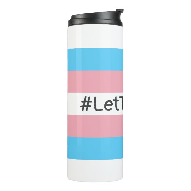 #LetThemPlay Transgender Athletes Trans Flag Thermal Tumbler (Rotated Left)