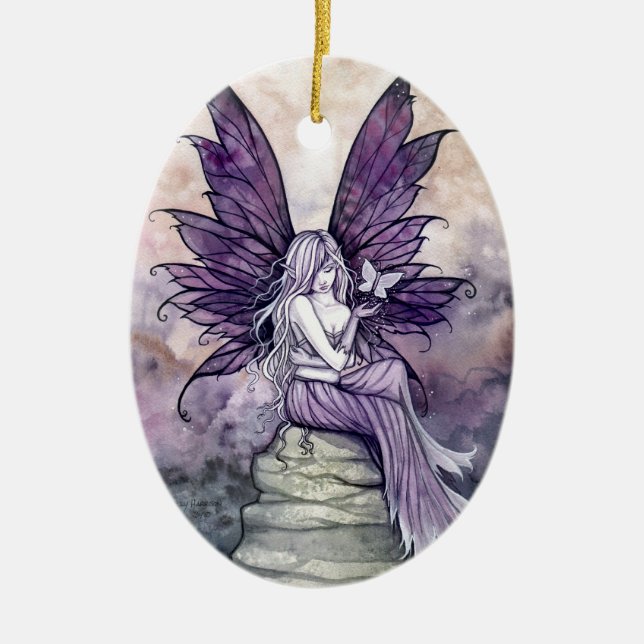 Letting Go Fairy and Butterfly Art Ceramic Tree Decoration (Front)