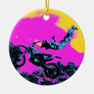Letting Go - Freestyle Motocross Stunt Ceramic Tree Decoration