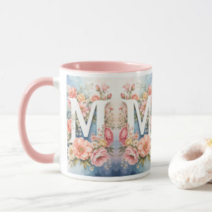 Lettre M Monogramme Floral Élégant Vintage Mug