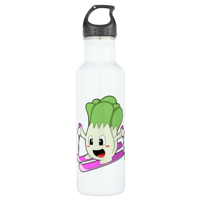 Lettuce as Skier with Ski 710 Ml Water Bottle (Front)