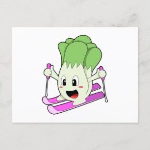 Lettuce as Skier with Ski Postcard