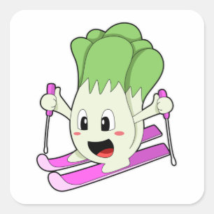 Lettuce as Skier with Ski Square Sticker