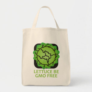 Lettuce Be Let Us Be GMO FREE Logo Tote Bag
