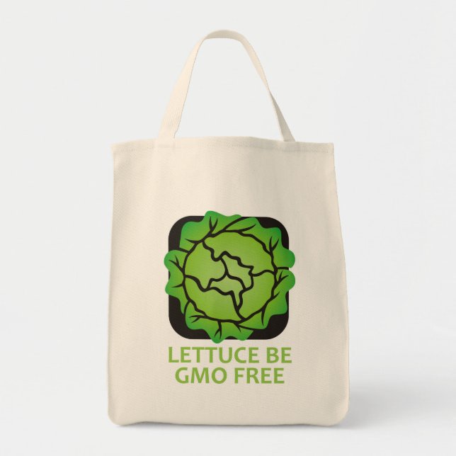 Lettuce Be Let Us Be GMO FREE Logo Tote Bag (Front)