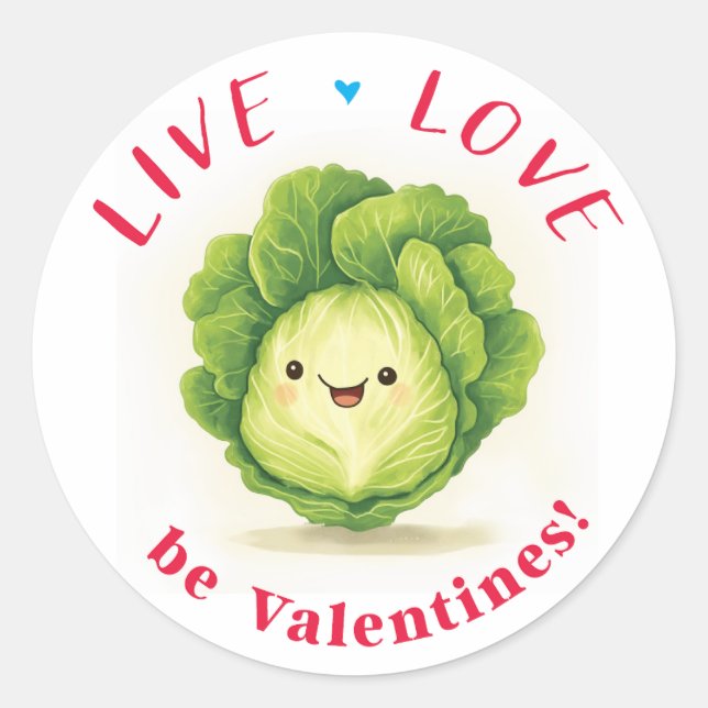 Lettuce be Valentine's Classic Round Sticker (Front)