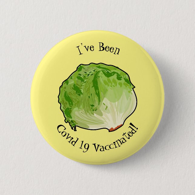 Lettuce cartoon illustration  6 cm round badge (Front)