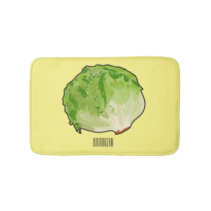 Lettuce cartoon illustration bath mat